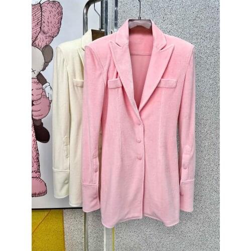 Fashion New Autumn Women Luxury Velvet Jacket Coat For Female Causal Overcoat 2 Color Gdnz 6.10