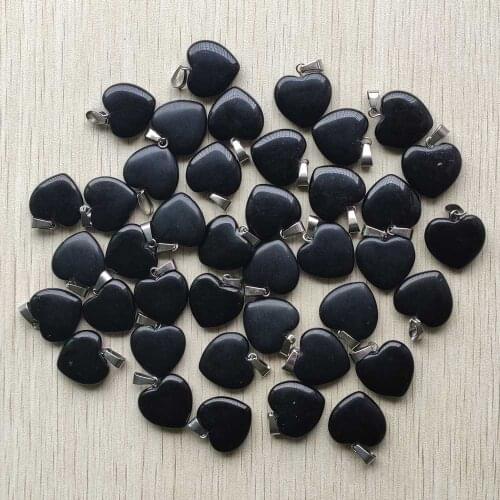 Fashion good quality natural Obsidian stone love heart shape pendants 20mm for jewelry making 50pcs/lot Wholesale free shipping
