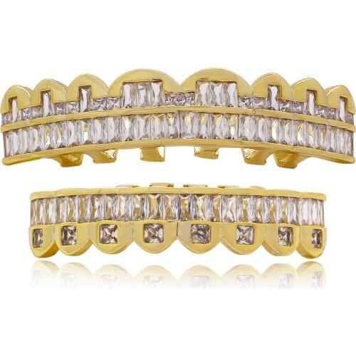 2021 New Micro-Inlaid Zircon 18K Electroplating Gold Hip-Hop Teeth Grills Male And Female Halloween Accessories