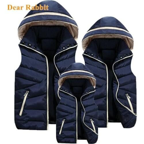 Parent-Child Matching Outfits Hooded Child Waistcoat Cotton Baby Girls Boys Vest Kids Jacket Children Outerwear For 100-180cm