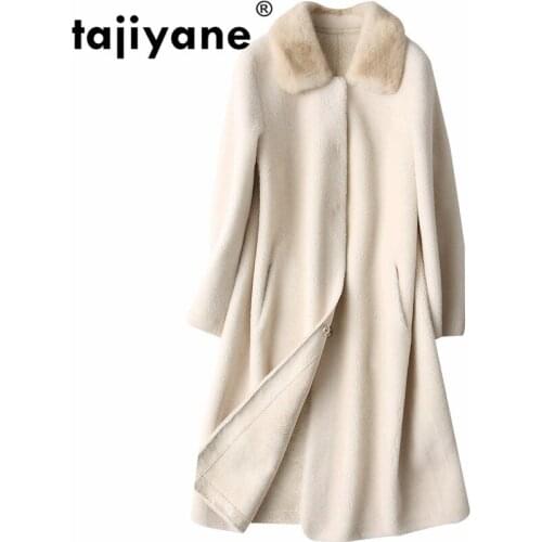 Real Fur Coat Autumn Winter Jacket Women Clothes 2020 Mink Fur Collar Natural 100% Wool Coat Korean Sheep Shearling Fur ZT1289