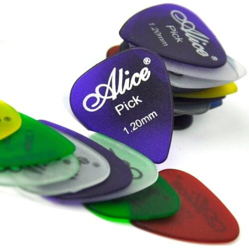 Lots of 100pcs Alice AP-I 1.2mm Heavy Transparent Matte PC Guitar Picks Mixed Colors