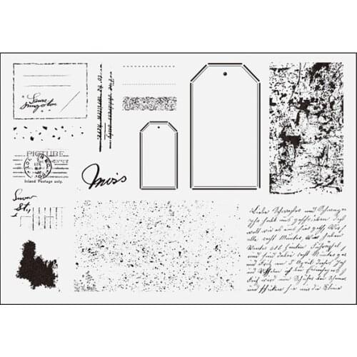 CLEAR STAMP Label background DIY Scrapbook Card album paper craft silicon rubber roller transparent stamps 187