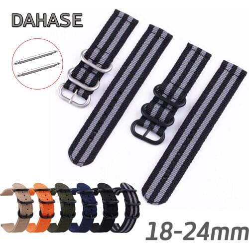 18mm 20mm 22mm 24mm Nylon Watch Strap for Samsung Gear Amazfit MOTO Universal Replacement Belt w Pins Watch Band Accessories
