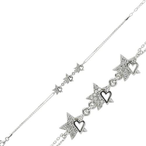 Silverlina Sterling Silver Heart Star Women 'S Bracelet