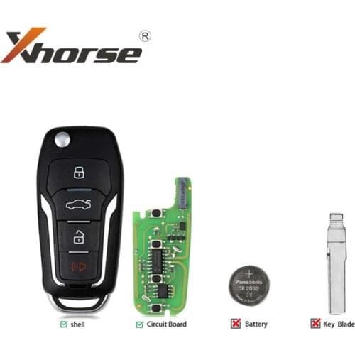 Xhorse VVDI2 XEFO01EN Super Remote Key for Ford Style Flip 4 Buttons XEFO01EN Type Built-in Super Chip 1Piece