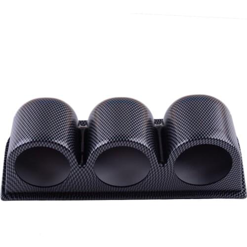 Universal Carbon Fiber Texture 2" 52mm 3 Triple Holes Dash Car Gauge Meter Pod Mount Holder Accessories
