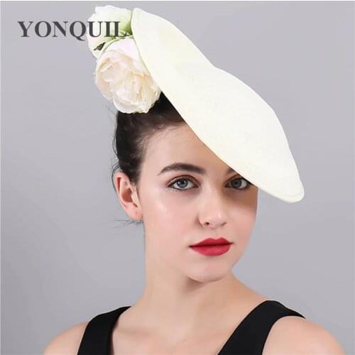 TOP Quality Imitation Sinamay Big Fascinators Hats Kenducky Headpiece Flower Headwear Race Women Wedding Party Headpiece