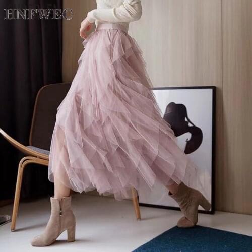 Summer and Spring New 2020 Skirts Women Wild Fashion Casual Ladies Skirts High Waist Mesh Irregular Skirts Female U718