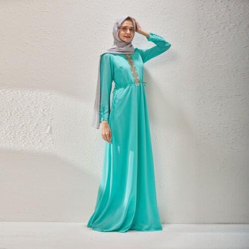 S-XXXL Dubai Arabe Long Sleeve Drawstring Waisted Diamond Maxi Dress For Women Muslim Abaya Femme Kaftan Turkey Robe Longue