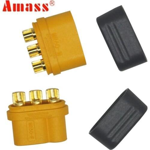 10pcs/5pairs Amass MR60 Plug with Protector Cover 3.5mm 3 core Connector T plug Interface Connector Sheathed for RC Model 50%off