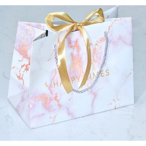 Marble Gift Bag Custom Paper Hand-carry Paper Bag for Party Baby Shower Paper Chocolate Boxes Package/Wedding Favours Candy Box