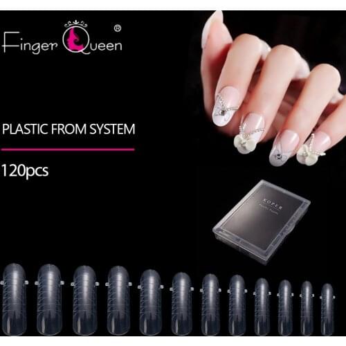 120Pcs/lot Clear French Full Cover Acrylic Nail Mold With Scale Tools False Nail Art Tips For Poly Nail Gel