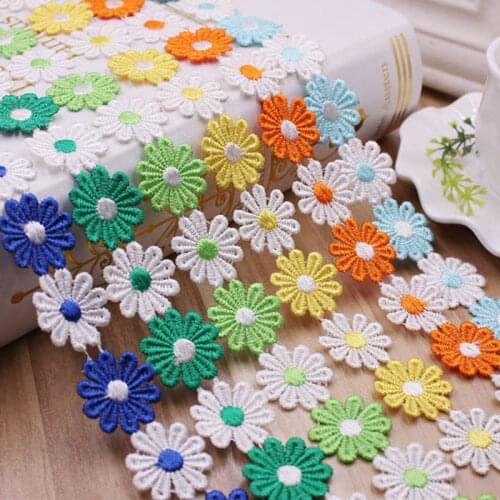 2Yards/Lot Multicolour Flower Embroidered Lace Ribbon Trim Lace Fabric Dress Sewing Lace Supplies Material Clothing Accessories