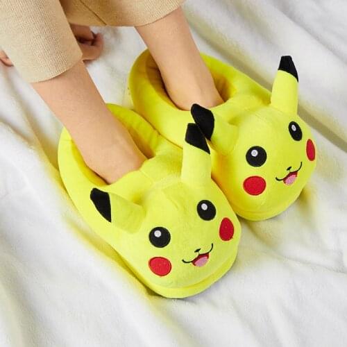 29CM Takara Tomy Kawaii Pokemon Cartoon Pikachu Plush Slippers Indoor Warm Winter Adult Shoes Anime Toys