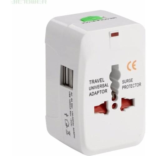 300sets/lot Universal 2 USB World Charger Plug All-in-one Travel AC Power Adapter Converter To US/UK/AU/EU Plug