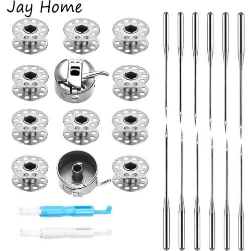 50PCS Sewing Machine Needles &10 Sewing Machine Bobbins & Sewing Machine Bobbin Case & Needle Threader for Home sewing machine