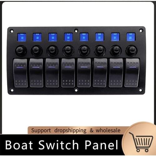 8/6 Gang Boat Rocker Switch Panel With Green Red Blue LED Light On/Off Ignition Switch Panel For Car Marine Yacht 12V 24V