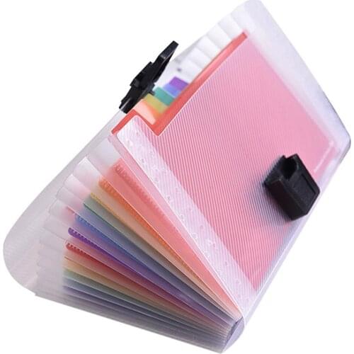 A6 Mini 13 Pockets Portable Storage Clip With Buckle Expanding File Folder Rainbow Document Organiser Multicolor Wallet Case