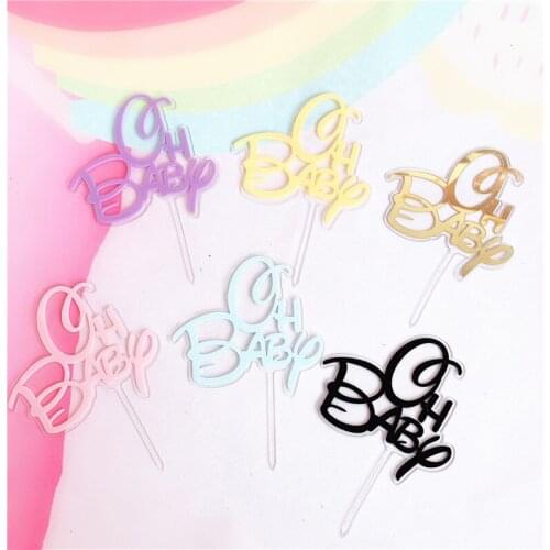 New "Oh Baby" Acrylic Cake Topper Cute Candy Color Double Layer Cake Topper For Baby Shower Kids Birthday Party Cake Decorations