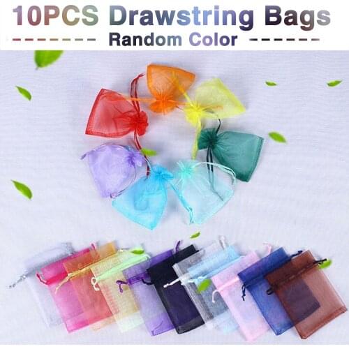 Behogar 10PCS Colorful Drawstring Bags Gift Jewelry Candy Bags Pouches for Christmas New Years Wedding Party Favors 10x15cm