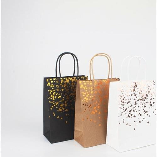 Bronzing Gift Bags Bags with Handle Love stars Festival Party Gift Packaging Bag Wedding Party Favor Boxes Tote Case