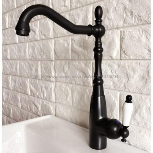 Oil Rubbed Bronze Bathroom Sink Basin Faucet Single Ceramic Handle Single Hole Deck Mounted basin tap Nnf379