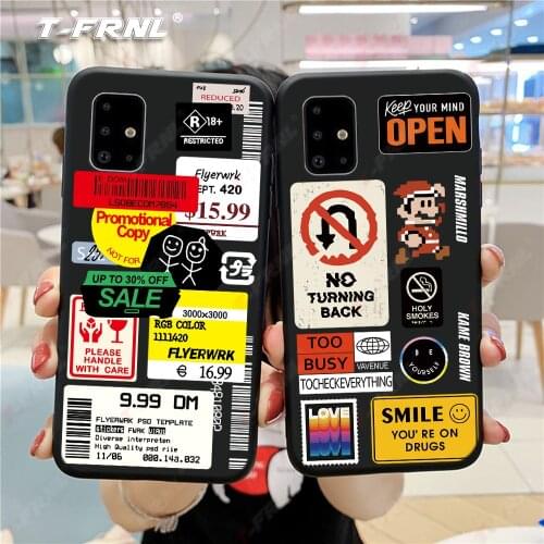For A10S A20S A20E A30 A30S A40 A50 A50S A70 A01 A21S A31 A41 A51 A71 case Retro Phone Case with Barcode Label for A11 case