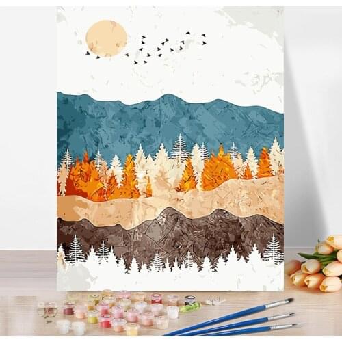 DIY Paint By Numbers For Adults Kids Canvas Kits Abstract landscape painting Drawing Room Hallway Bedroom 40x50cm Plank Frame