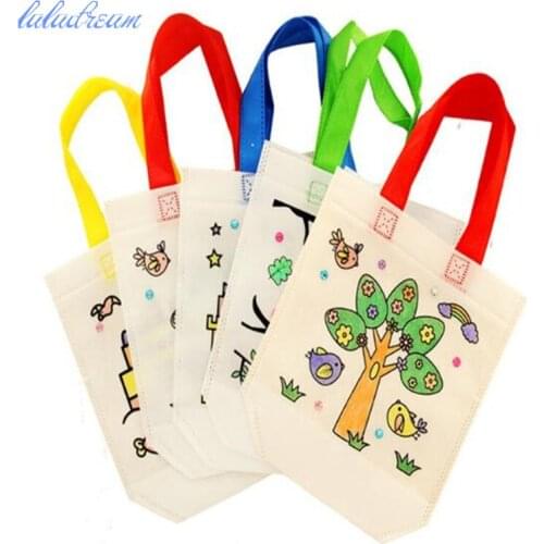 DIY Graffiti Handbag Felt Cloth Painting Bag with Pictures Coloring Drawing Toy Kindergarten Learning Educational Craft