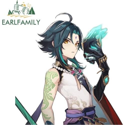 EARLFAMILY 13cm x 12.4cm for Xiao Genshin Impact ScratchProof Car Stickers Refrigerator Decal Surfboard Vinyl Car Door Protector
