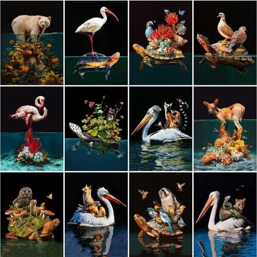 Evershine Diamond Embroidery Flamingo Full Square Round Diamond Painting Animals Cross Stitch Tortoise New Arrival Wall Art