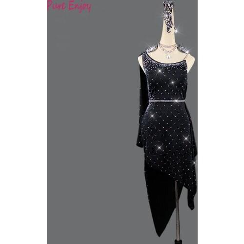 Rhinestone Latin Dance Dress For Women High Quality Samba Dress Club Party Dancer Competitive Latin Dresses Girls Matching Belt