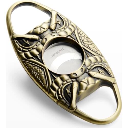 LUBINSKI Bronze Round Cigar Tobacco Cutter 23mm Hole Guillotine Scissor Dual Blades Portable Fit COHIBA With Gift Box