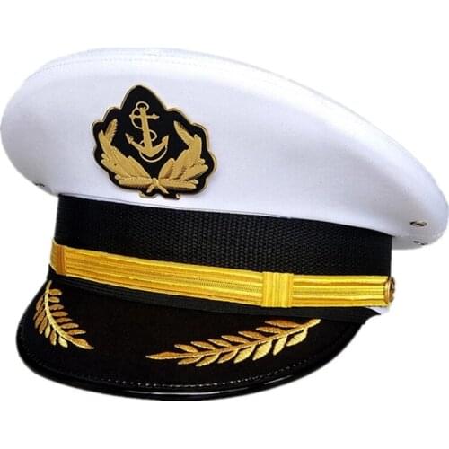 American Army Sailor Officer Visor Caps Boatman U.S. Military Noble White Navy Hats With Eagle Emblem For Captain Christmas Gift