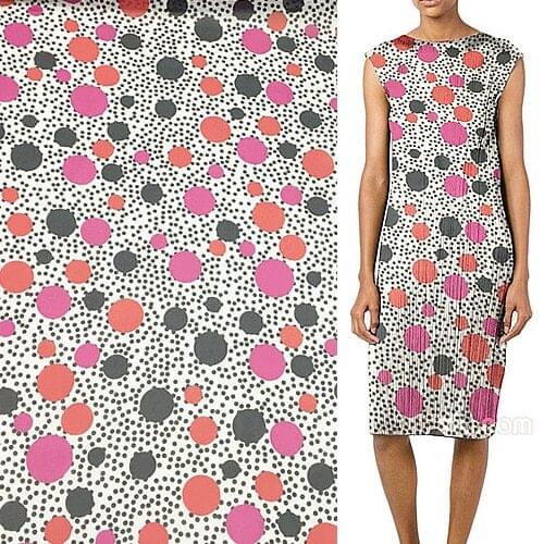 Red and blue polka dot print pure silk georgette silk fabric transparent 11momme 45" width by yard,SCG195