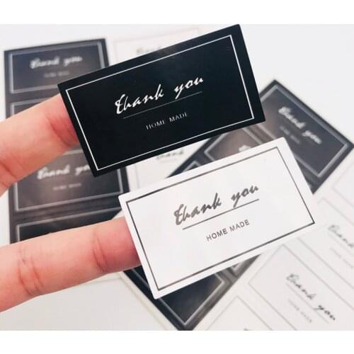 Square Shape Black/White Thank You Handmade Cake Packaging Sealing Label 10Sheets 60Pcs Kraft Sticker Baking DIY Gift Stickers