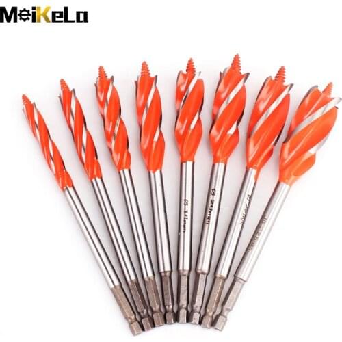 MeiKeLa 8Pcs Fast Cut Spade Bits Auger Wood Drill Bits Holesaw Joiner Carpenter Self-feed Boring 10-32mm Wood Cut Auger Bits