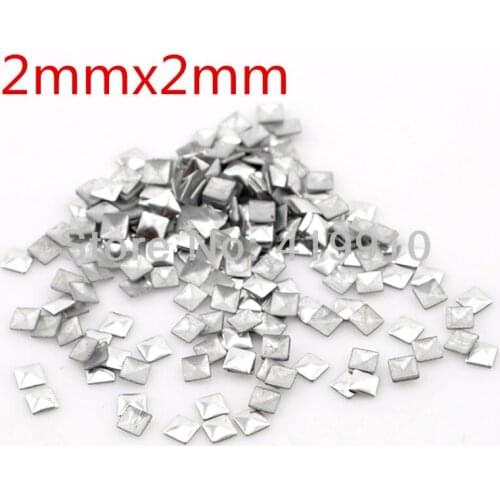 Free Shipping-5000PCs Aluminum Tone Square Metal Nail Art Fashion Home Decoration Metallic Nail Studs Drop 2x2mm M01341