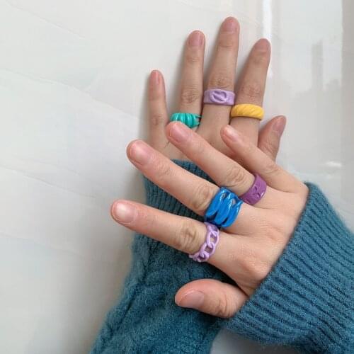 Miwens 2021 Punk Metal Paint Open Rings for Women Unique Type Adjustable Hollow Out Finger Rings Party Jewelry Girls