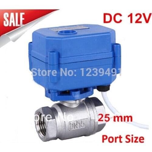 Motorized Ball Valve 1" DN25 DC12V ,CR03 Wire Stainless Steel 304 Electric Ball Valve 2 way