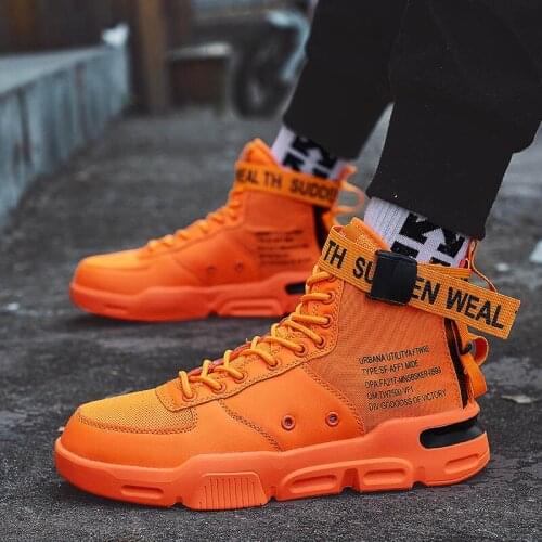Canvas High Top Casual Shoes Men PU Mesh Platform Sneakers Man Buckle Printed Shoes Colorful Letter Show Outdoor Footwear