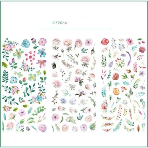 3pcs/lot Blooming flowers Journal Decorative Stickers set Scrapbooking Stick Label Diary Stationery Album Stickers