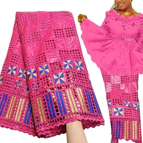 Fabricbob Latest Bazin Riche Getzner 2021 Nouveau Femme Nigerian Party Borer Embroidery African Lace Fabric 5 Yards