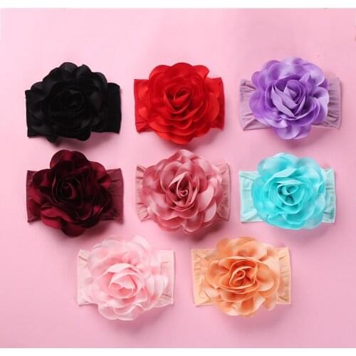 New super large stereo flower children headband nylon soft baby hair band hair accessories