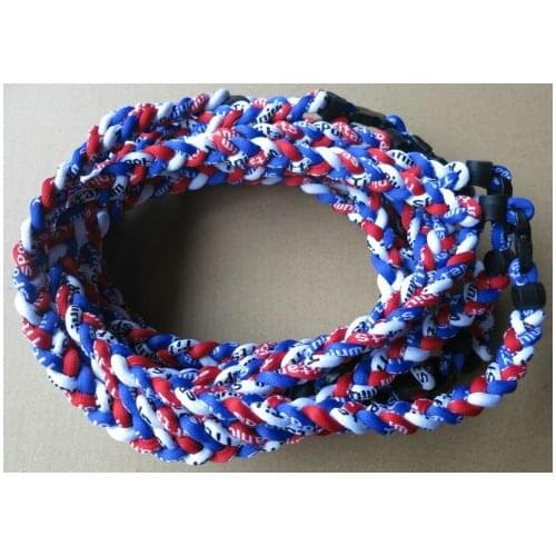 Wholesale 2017 NEW titanium 3 ropes tornado necklace 3 braided titanium necklace baseball football Germanium&Titanium