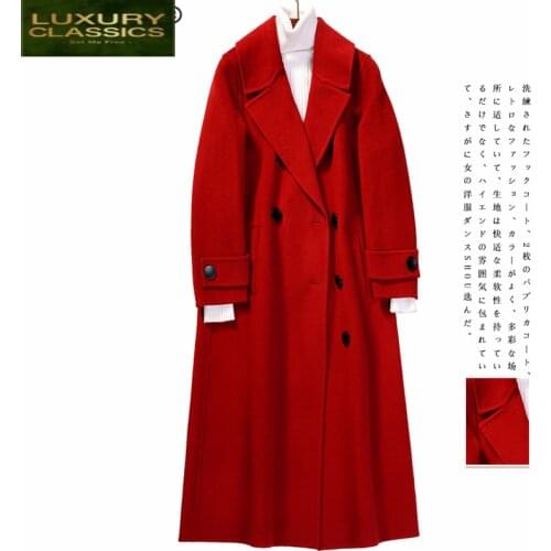 Coat Autumn Women Winter 90% Wool Coat Female Ladies Elegant Long Jackets Korean Woolen Clothes Black Overcoat Q42FE1030