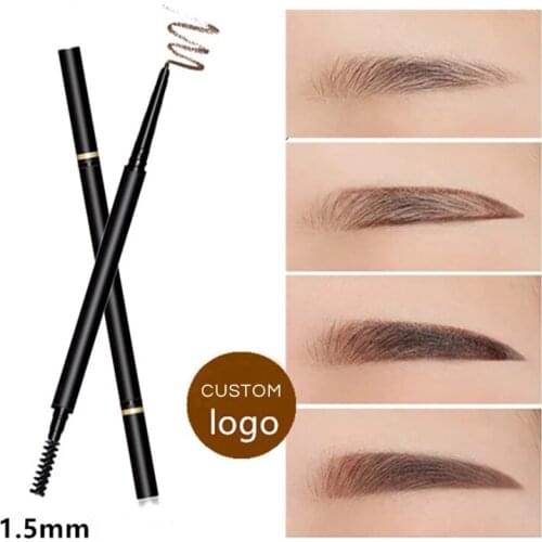 Custom Private Label Double Ended Eyebrow Pencil Natural Waterproof Rotating Automatic Eye Brow Pen Beauty Cosmetic Tool 6 Color