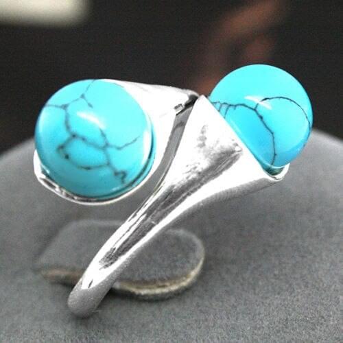 Luxury Jewelry Girls Ring New Natural Blue Turquoises BEAD GEMS 925 STERLING SILVER Lovely Fine RINGS 6 7 8 9