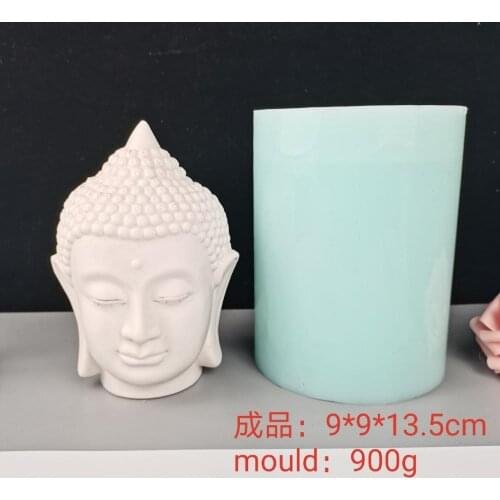 PRZY 3D Large Buddha Mold Silicone Candle Molds Handmade Soap Mould Buddha Head Molds Fondant Clay Resin Moulds Candle Mould